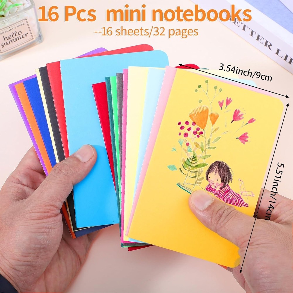 16 Pack Mini Notebooks Bulk, Mini Pocket Notebooks for Kids Small Lined Pocket