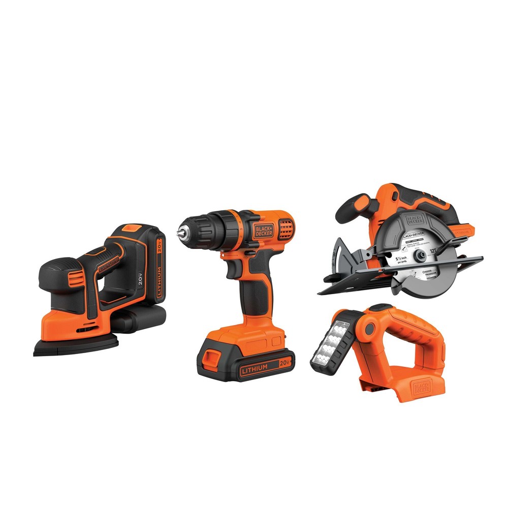 BLACK+DECKER 20V Max* Lithium Ion 4 Tool Combo Kit - BD4KITCDCMSL