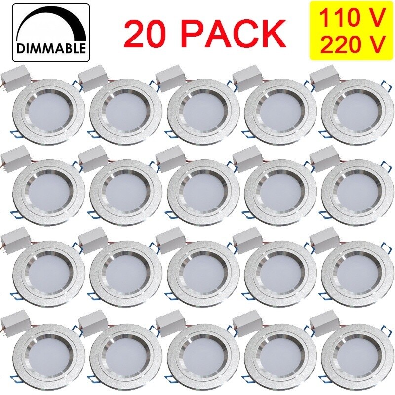 20Pcs Dimmable Downlight LED 5w Recessed Ceiling Light Lamp Spotlight 110V/220V