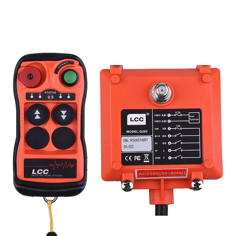 Crane Hoist Wireless Industrial Remote Controller 2 Button Single Speed Switch