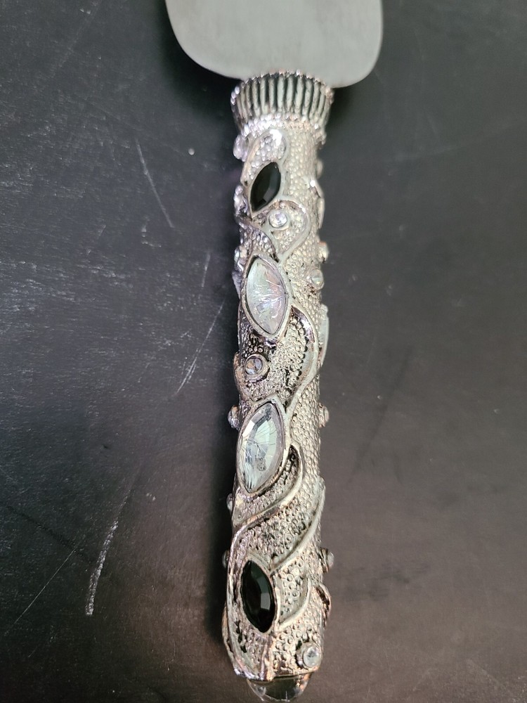 Vintage Silver Gem Encrusted Handle 10.25" Cake Cutter Server