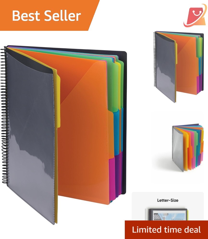 Project Organizer Poly 24 Pockets Letter Size Bright Tabs Water Resistant
