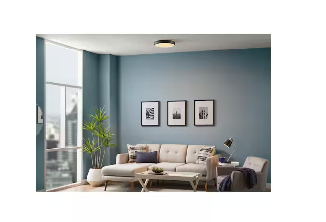 Commercial Electric 15" Matte Black LED Ceiling Flush Mount Adjustable CCT