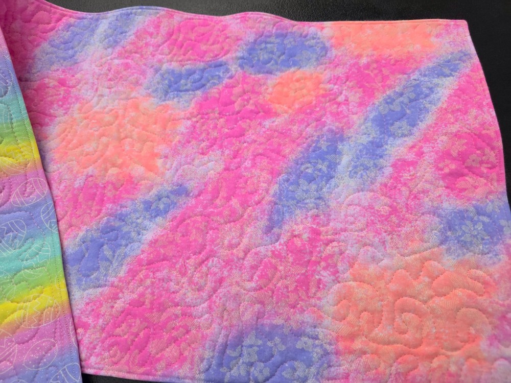 Handmade Quilted Table Runner Easter Eggs Rainbow glittered reversible bright