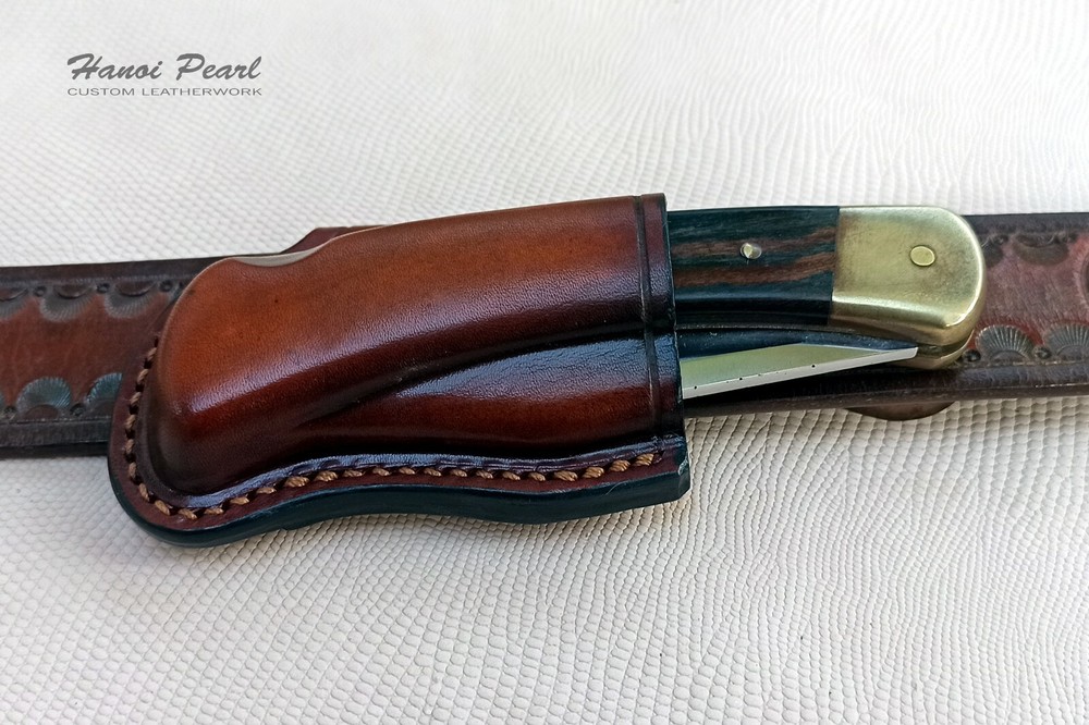 Buck 110 Hunter Sheath | Custom Horizontal Carry Leather Sheath | Sheath Only