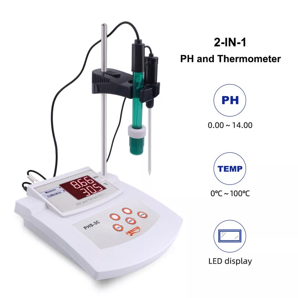 PHS-3C 2 In 1 PH Desktop New Automatic Calibration Acidity Meter PH/Temp Tester