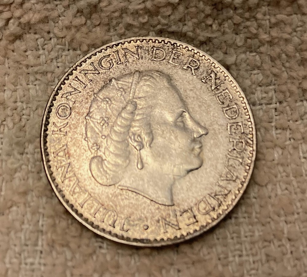 1956 Netherlands 1 One Gulden - Silver Coin - NIce