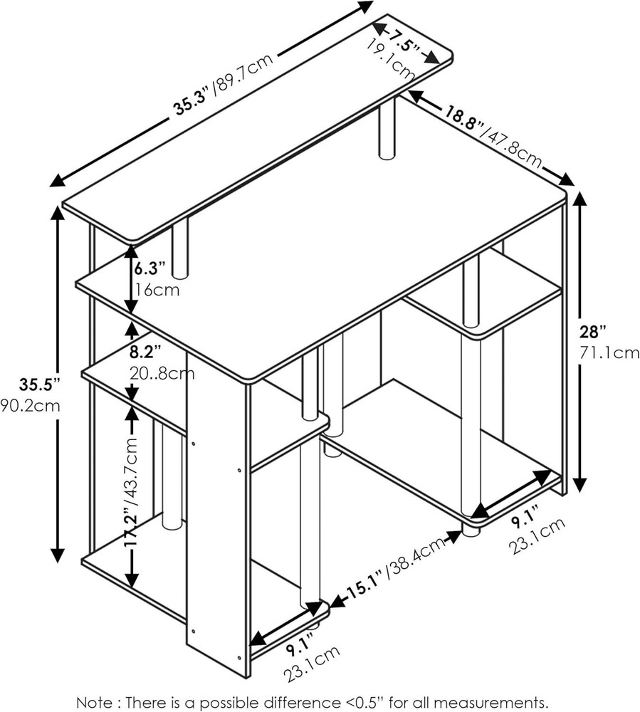 Simple Design Computer Writing Desk Sturdy Work Office Desks Table White Oak New