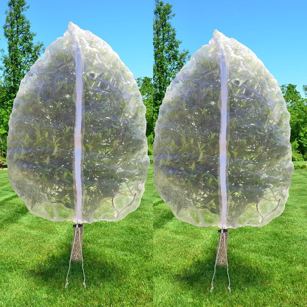 2Pack 10 x 10FT Large Fruit Tree Netting Bags with Zipper and Drawstring, Bir...