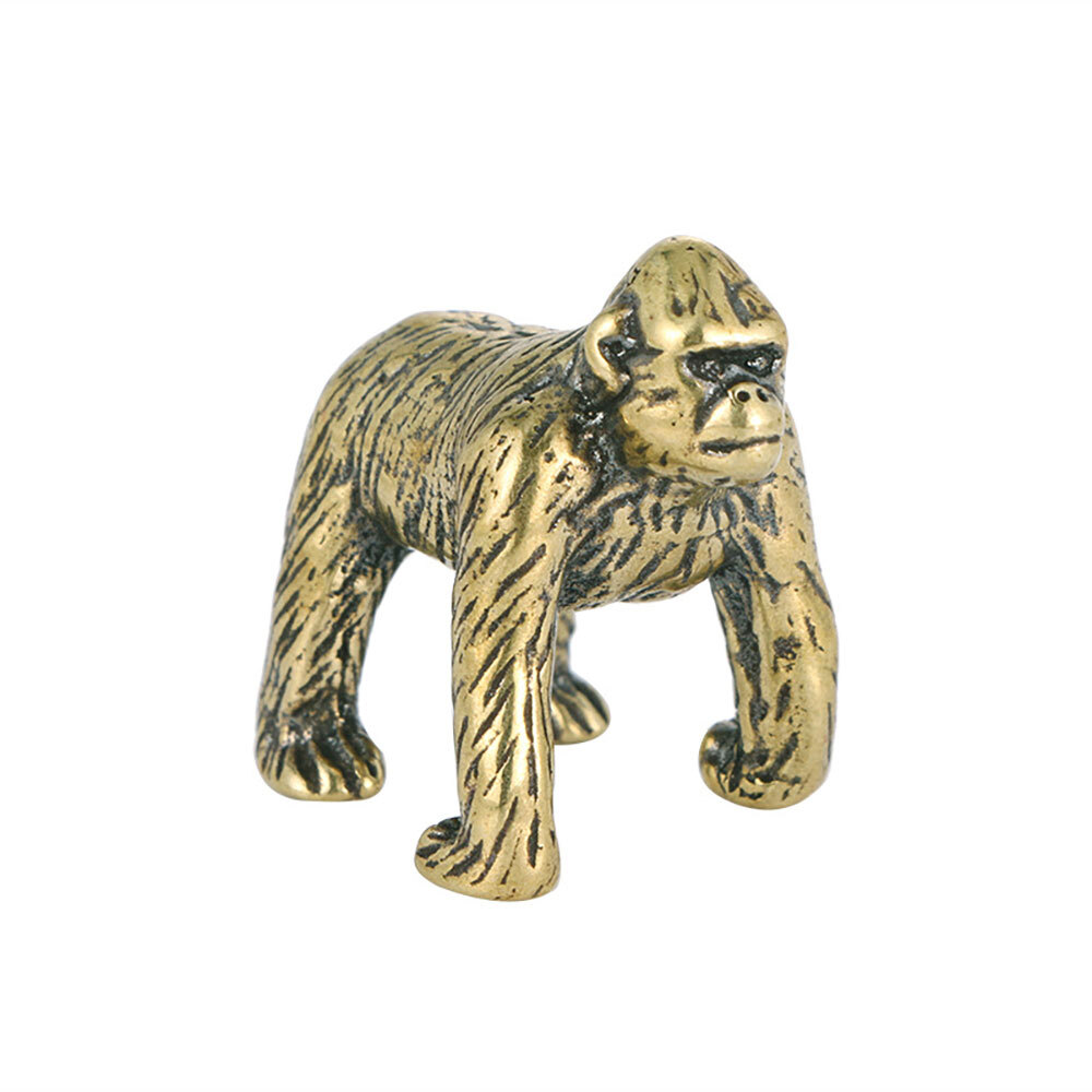 Miniature Solid Brass Monkey Gorilla Statue Tea Pet Mini Figure Animal Craft Toy