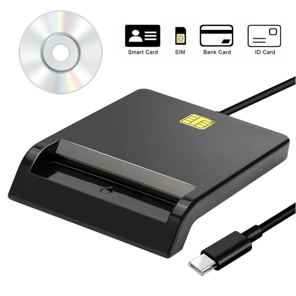 Type C Smart CAC Card Reader, DOD Military USB Common Access, for Windows Mac OS