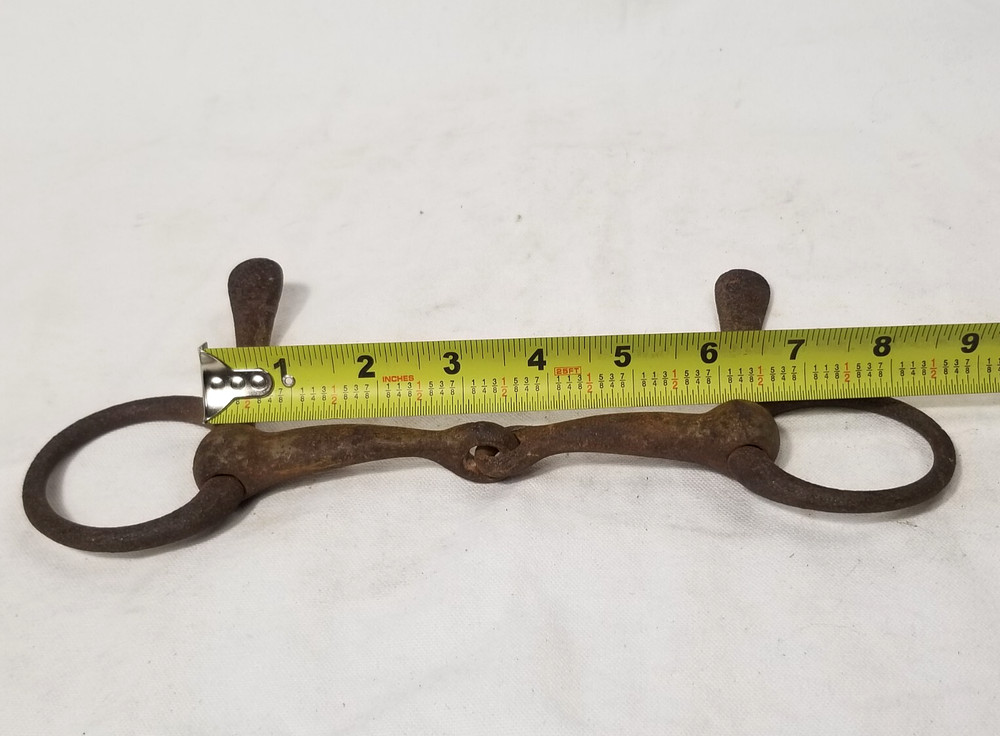 Heavy Solid Iron Antique D Ring Horse Bit - Cavalry Military?? Marked 'Tested'