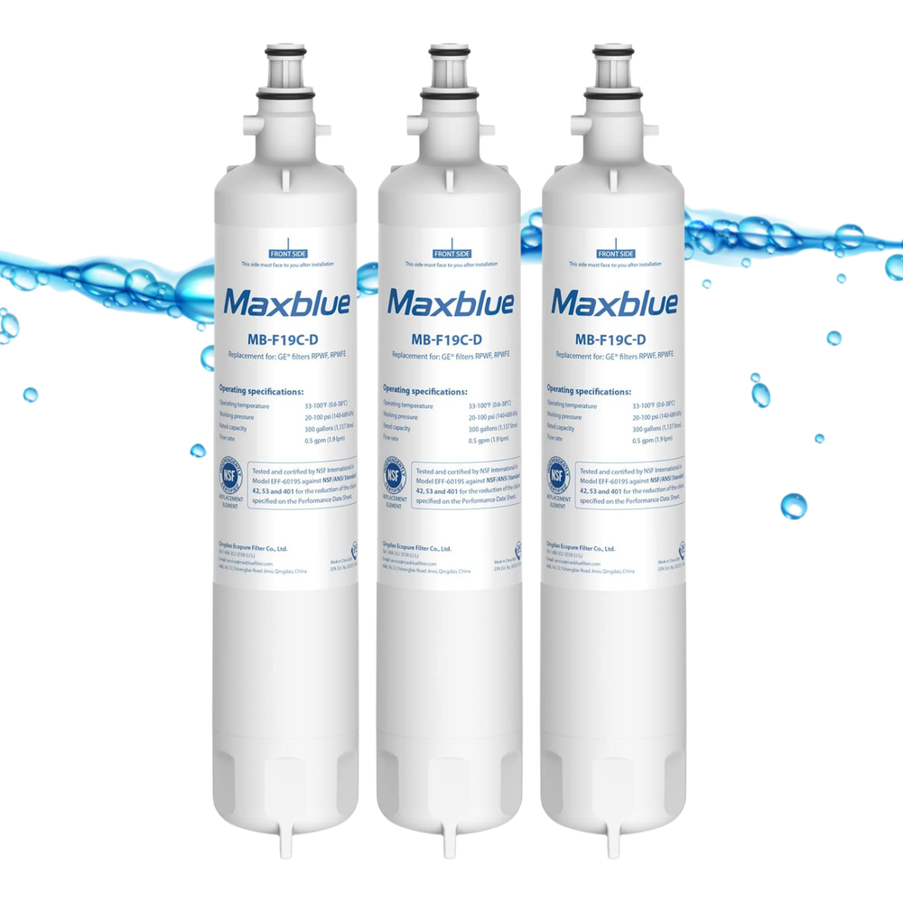 Maxblue Refrigerator Water Filter, Replacement for GE® RPWFE(with CHIP) 1-6 Pack