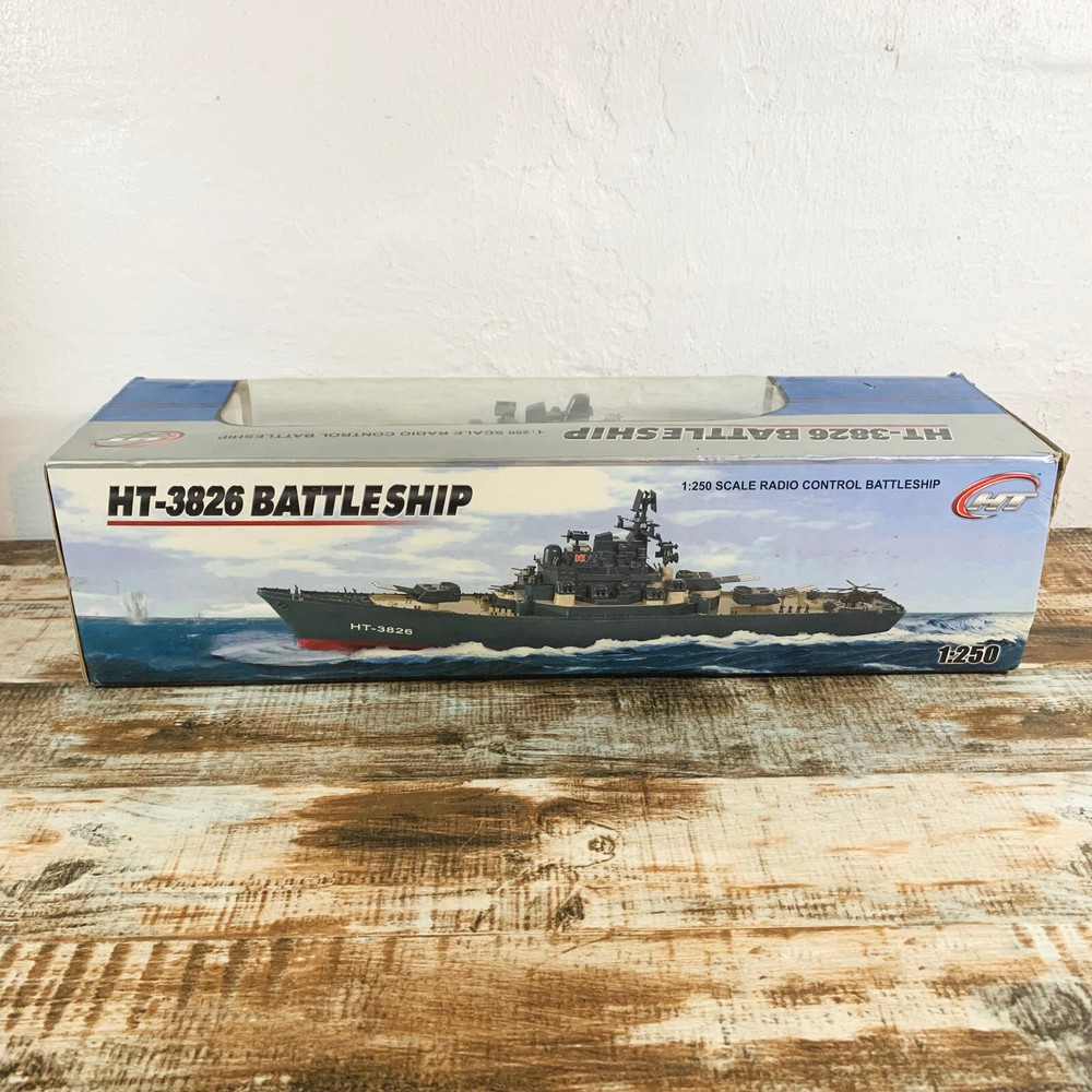 HT-3826 Battleship Model RC Navy Destroyer w/ Remote - No Battery, Untested