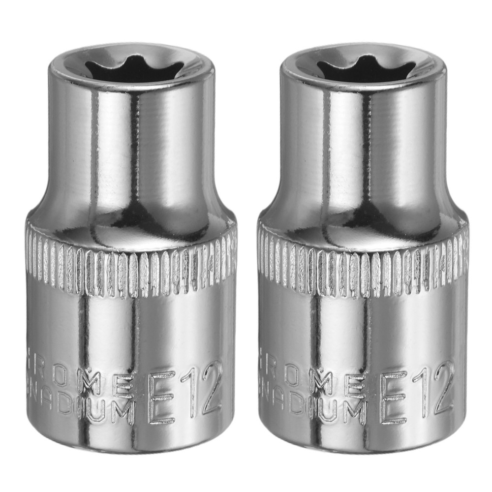 2pcs E-Torx Socket 1/2" Drive E12 External Torx Deep Socket 1.5" Star Sockets