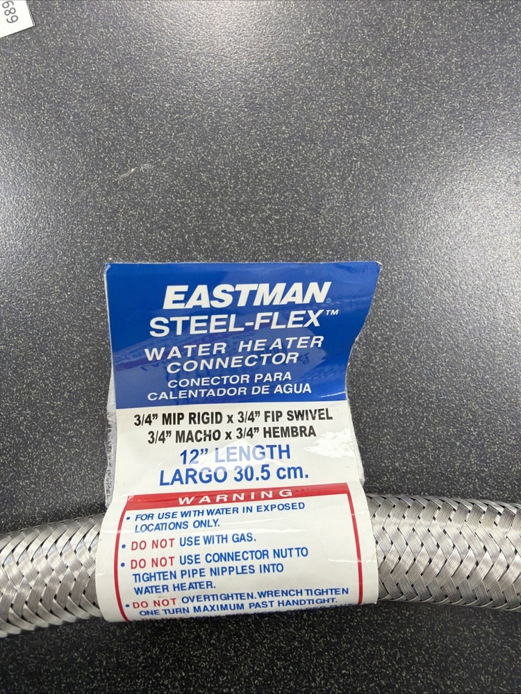 Eastman 48573 12" Steel-Flex Water Heater Connector, 3/4" FIP Swivel x 3/4"