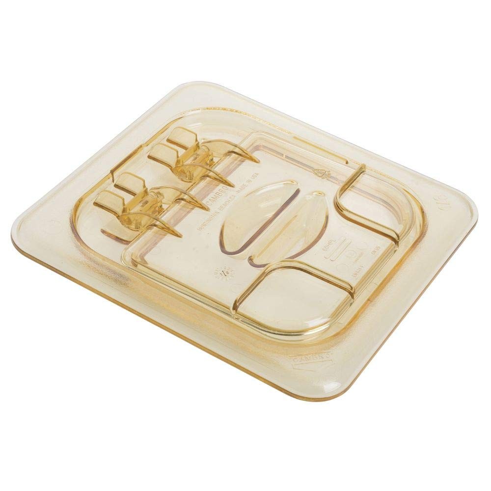 Cambro 60HPL772 Amber 1/6 Size Solid Flip Lid