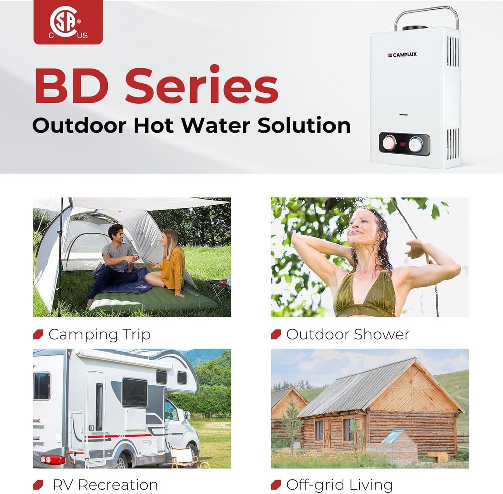 Tankless Propane Water Heater On-demand Water Outdoor Portable Shower for ADU RV