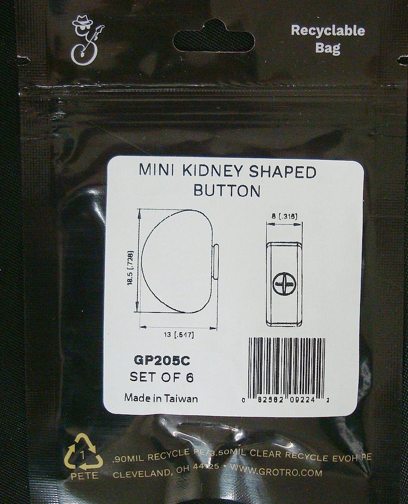 Grover GP205C Mini and Mid-Size Kidney-shaped Button Set, Chrome
