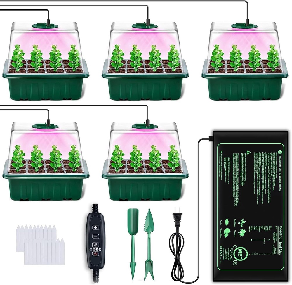 Complete 5-Piece Seed Starter System with Timing Controller and Humidity Domes