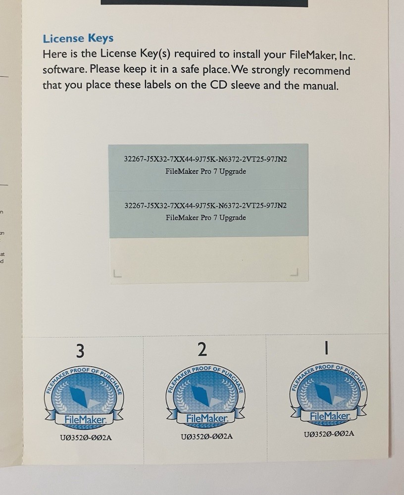 Vintage FileMaker Pro 7 Upgrade 2004 Mac/Win CD Complete w/ Docs