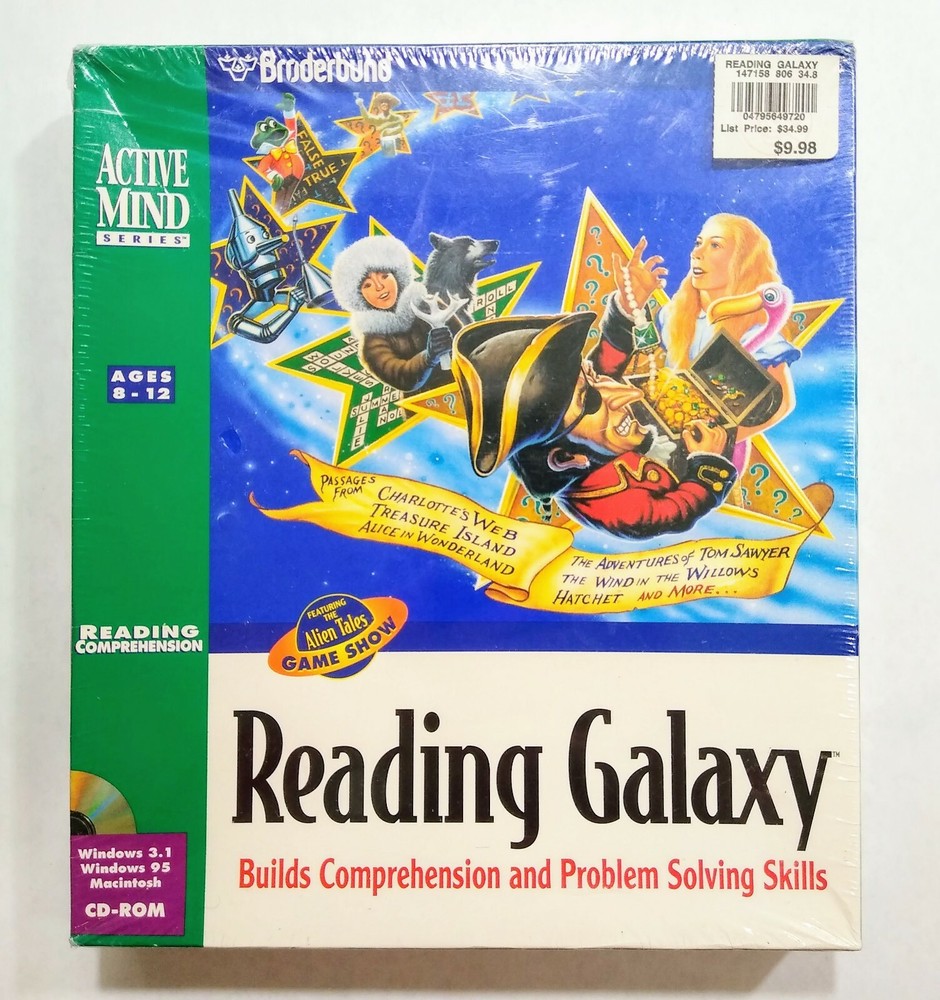 Broderbund Reading Galaxy Software Sealed Big Box Windows and Macintosh CD-ROM
