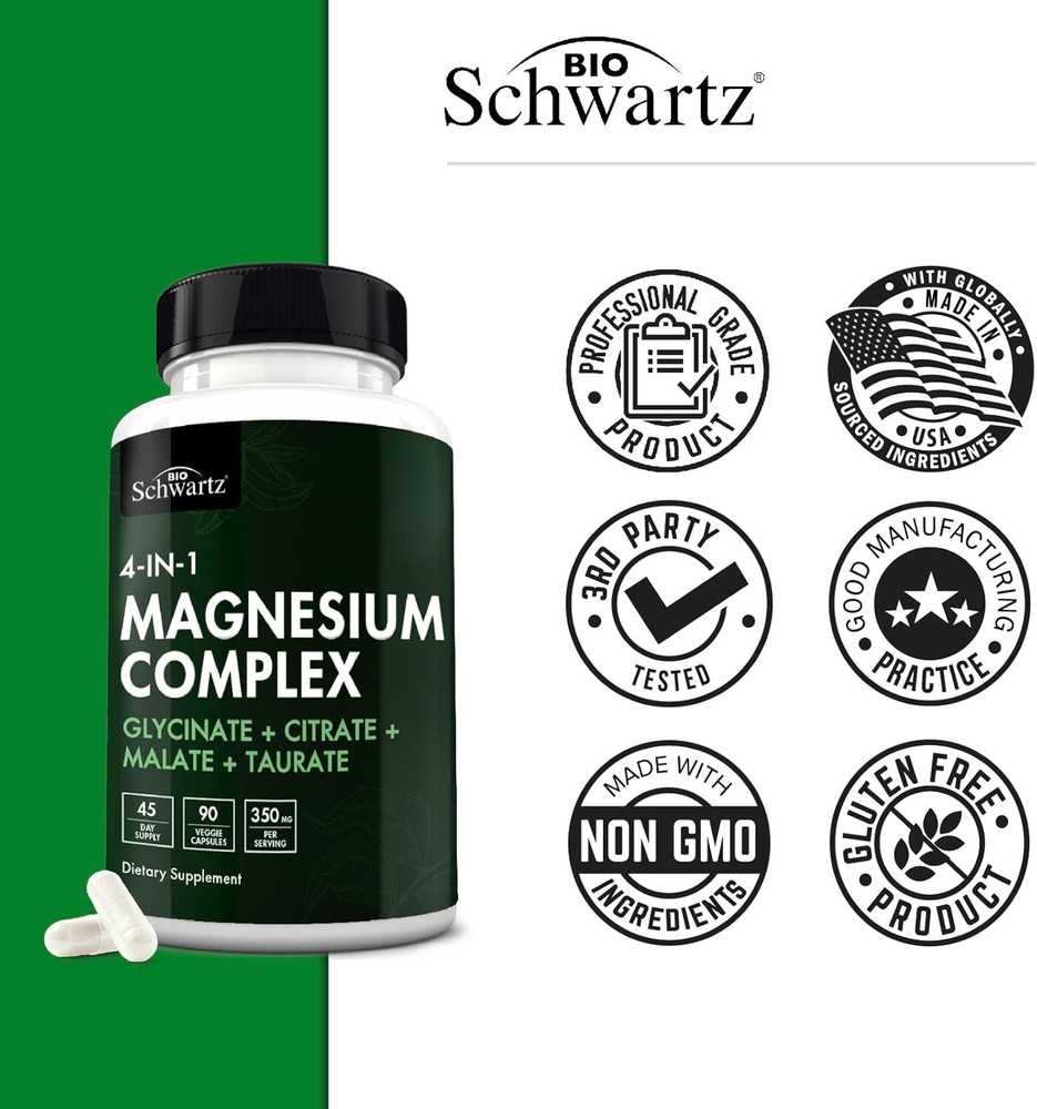 Magnesium Complex Supplement Extra Strength 350mg High Absorption Magnesium 90ct