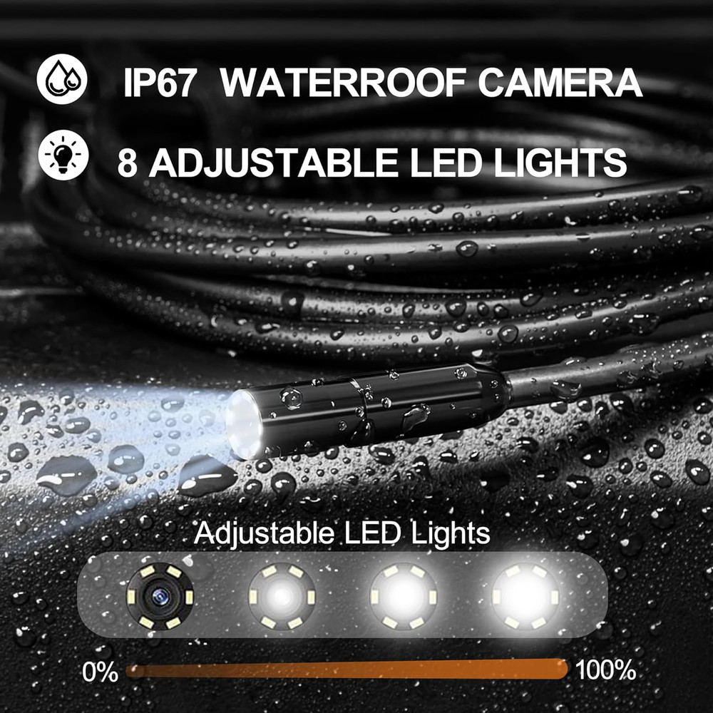 Inspection Endoscope Camera with Light, 1080P HD Borescope with Light, 4.3" IPS