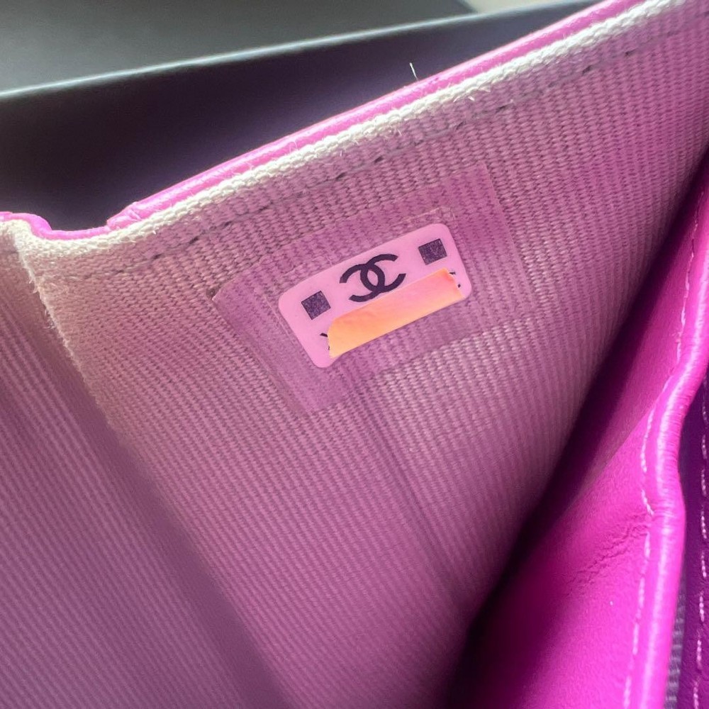 CHANEL Tri-Fold Wallet Mini Wallet Purple