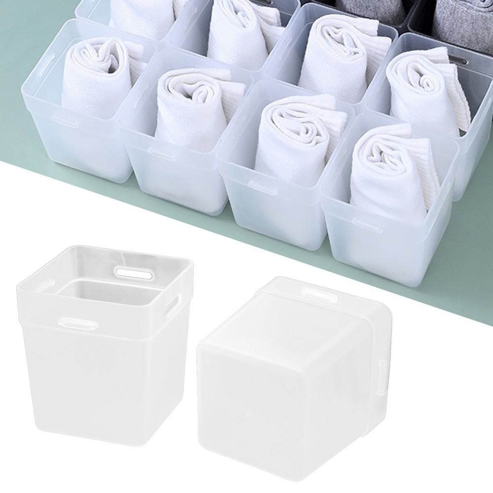2 Pcs Desktop Storage Box Frosted White Stackable and Stitchable Combination
