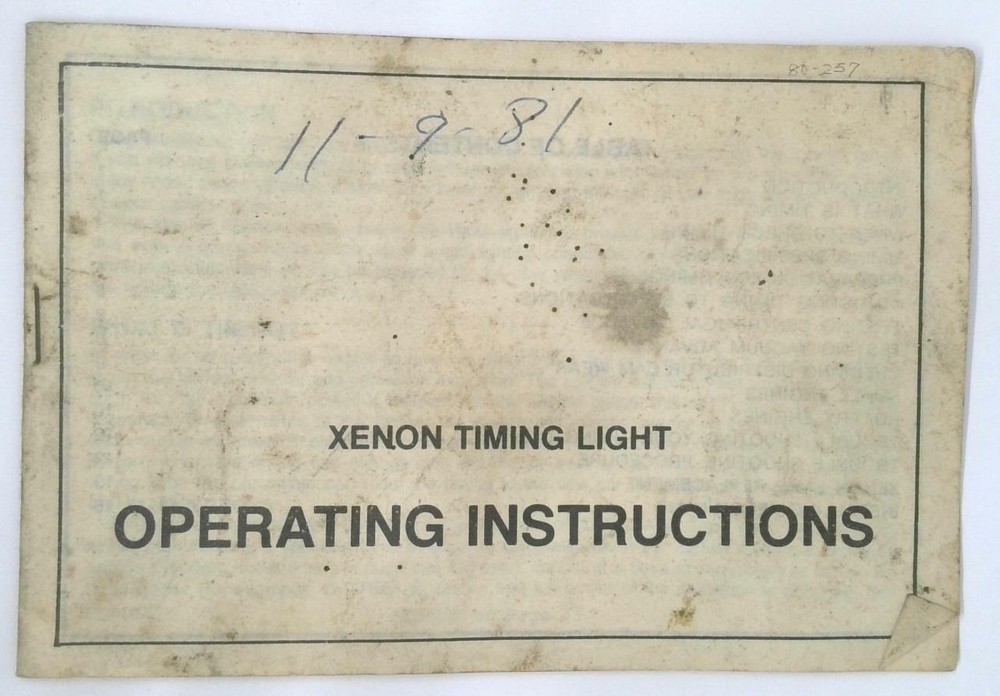 1981 Vintage Xenon Timing Light Operating Instructions Book