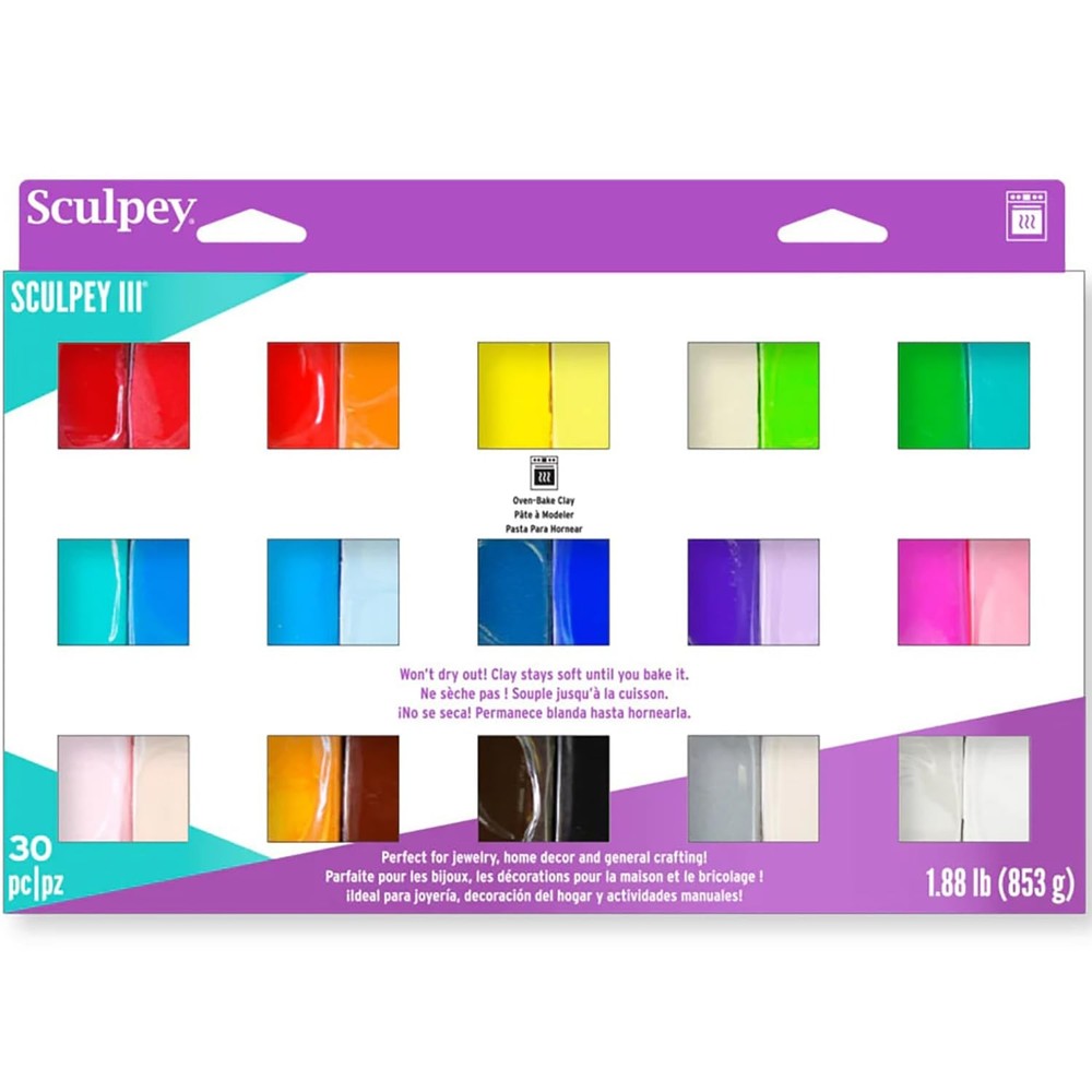 III: Polymer Clay: Sampler Pack - (30) 1oz - Oven Bake Clay, 30 Colors, Non-T...