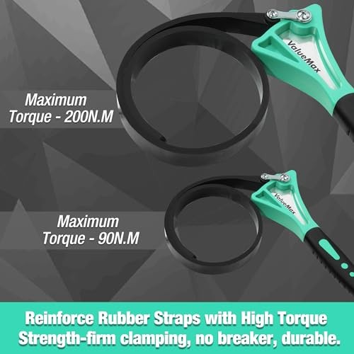 2-piece Strap Wrench Set, Adjustable Oil Filter Wrench with Max Diameter Green
