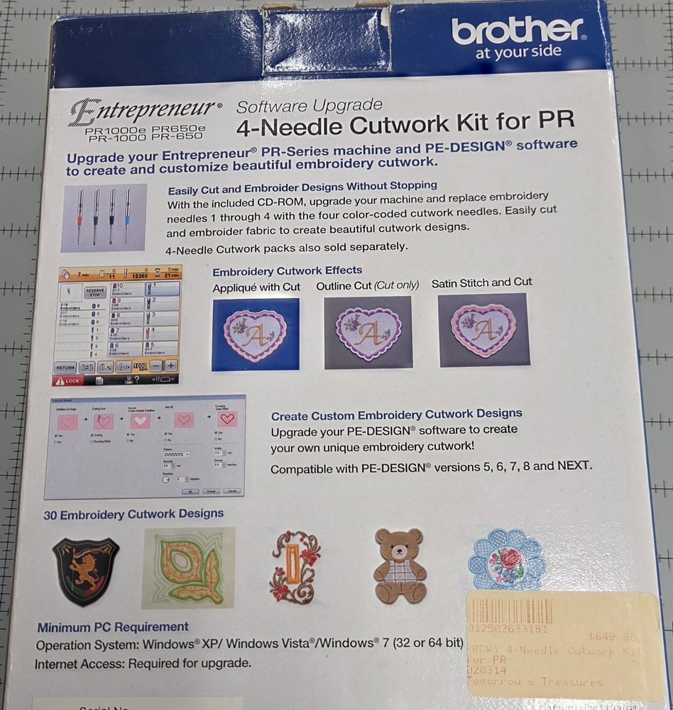 Brother 4-Needle Cutwork Kit for PR (Software Upgrade)