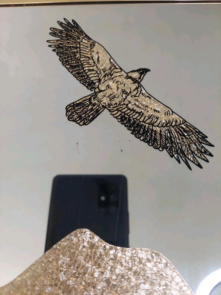 Vintage Glittery Eagle Mountains Mirror Plastic 20"x8"