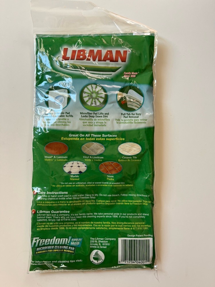 New White Libman Freedom Spray Mop Refill Microfiber Cleaning Pad Replacement