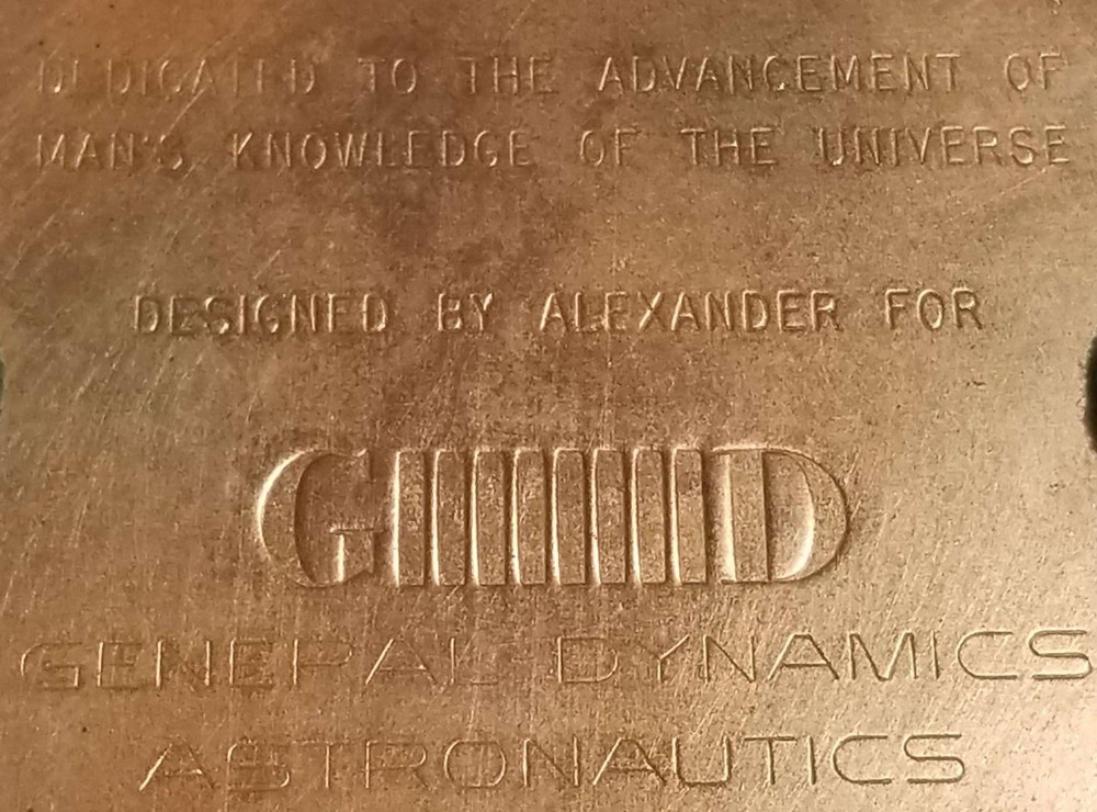 Original 1960s General Dynamics Astronautics Space Program Promotional Plate