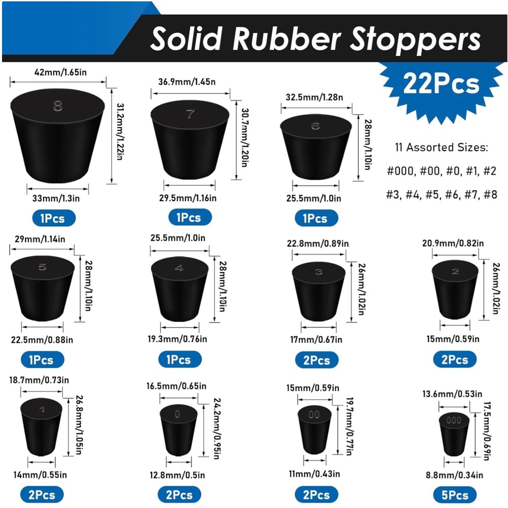70Pcs Rubber Stopper & Silicone Plug Assortment Kit