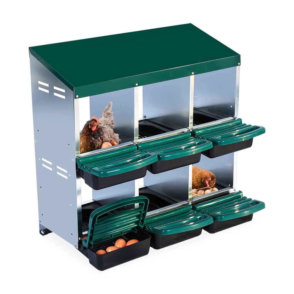 6 Hole Chicken Nesting Box Hen Laying Boxes Roll Away Nesting Box for Laying Egg