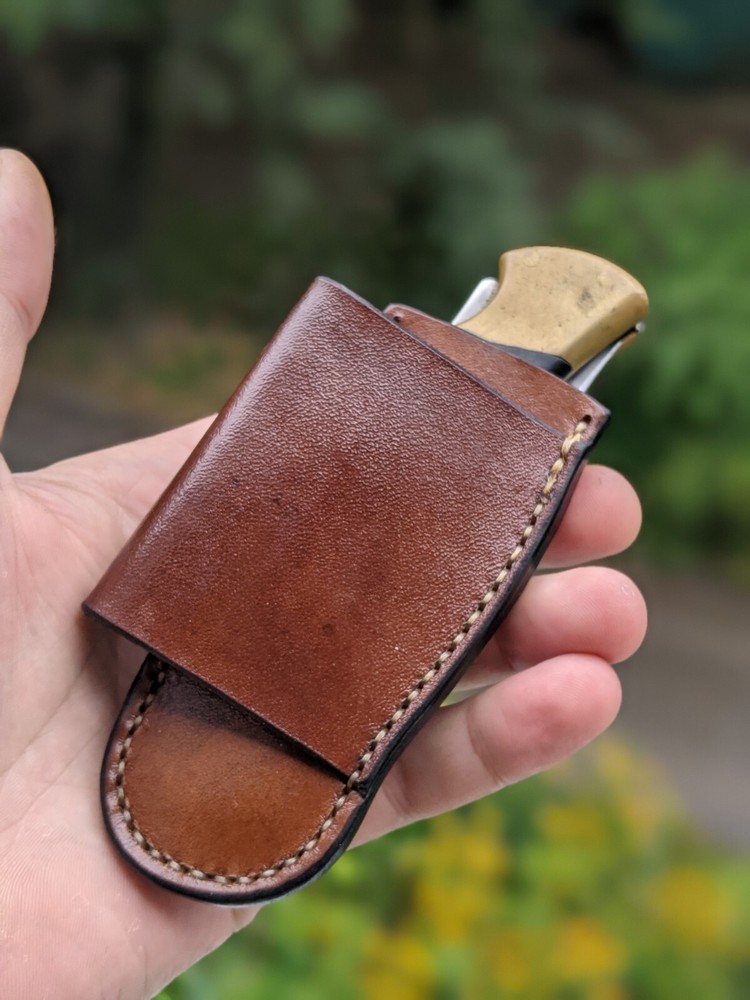 Horizontal scabard leather sheath for buck 110 Folding Hunter