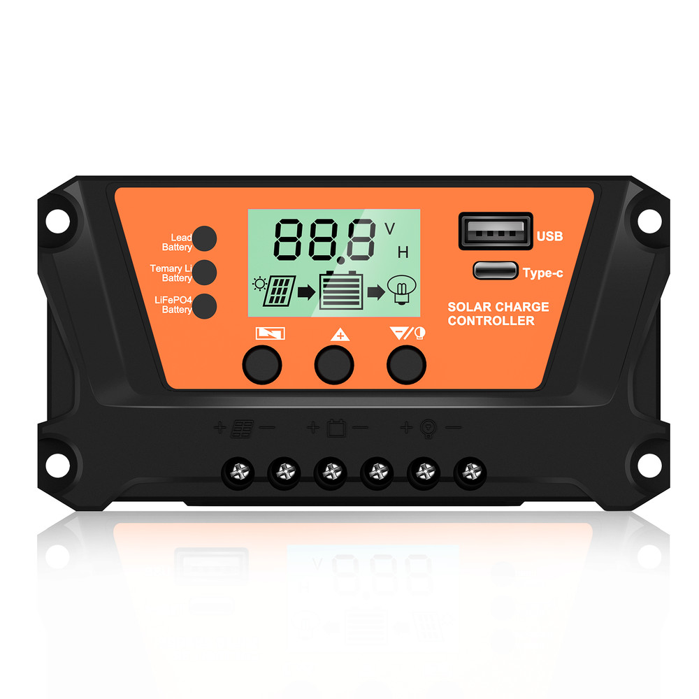 30A Solar Panel Battery Charge Controller LCD Regulator 12V/24V Auto Dual USB US