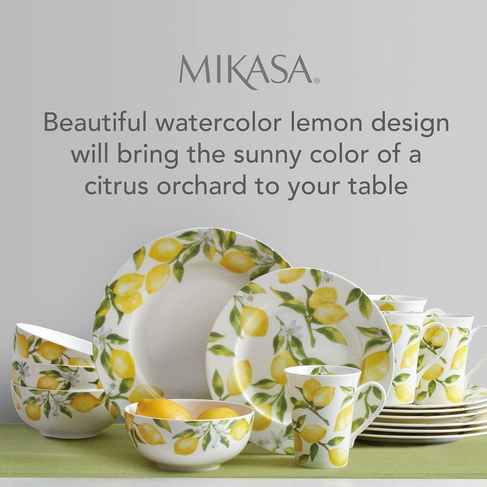 Lemons 16-Piece Dinnerware Set Service For 4 Multicolor