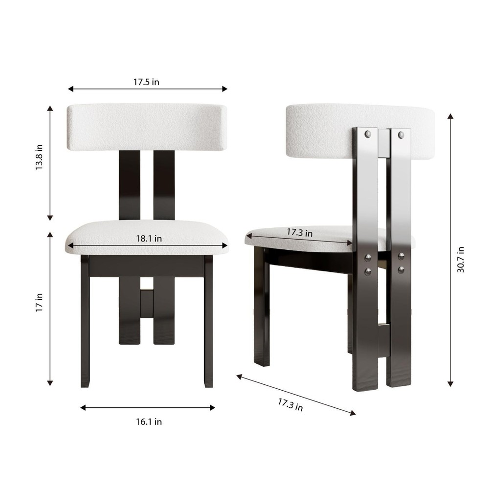 Vertical Backrest Kitchen Chairs White Velvet Upholstered Solid Wood Frame