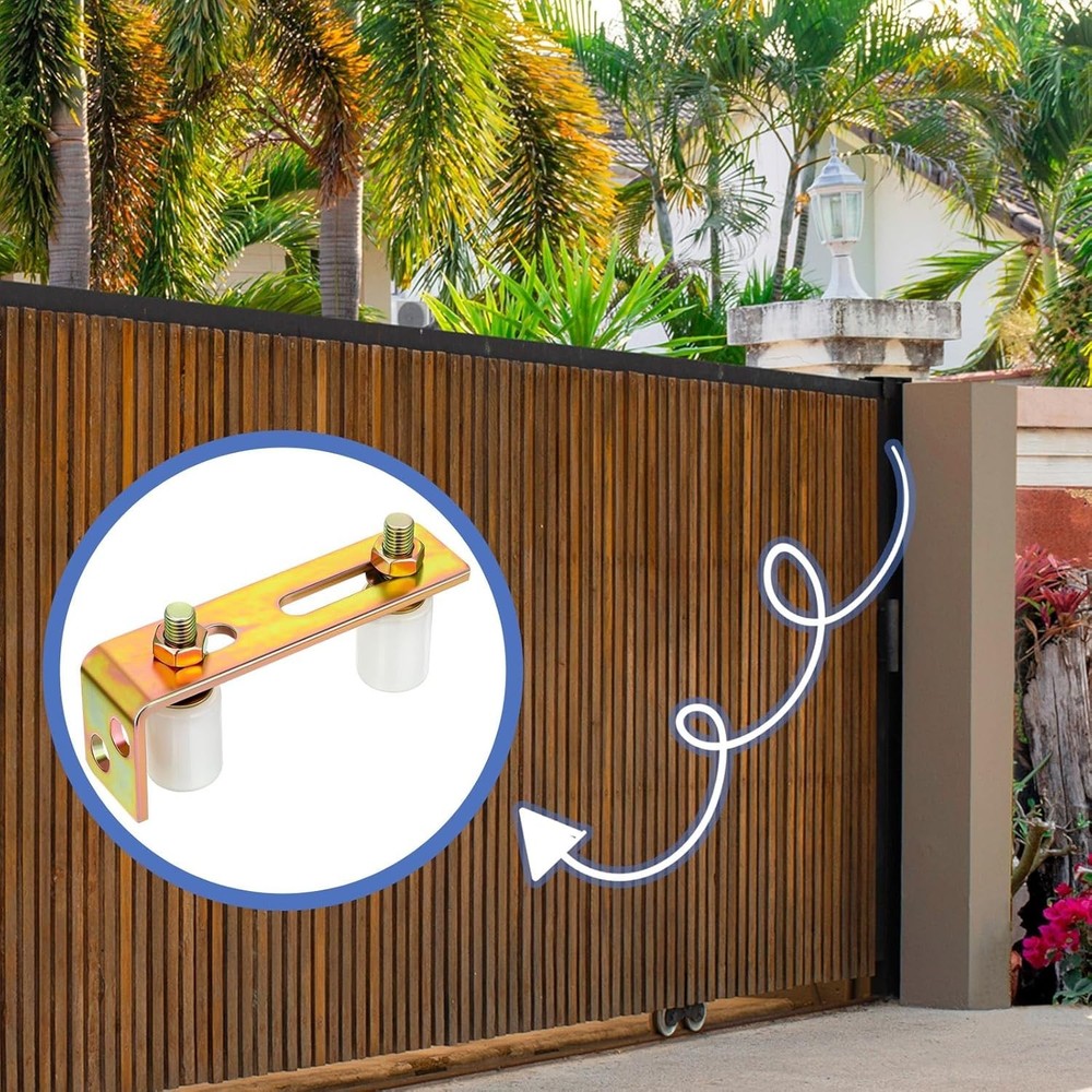 4 Pack Slide Gate Guide Roller Adjustable Dual Nylon Rollers with L Rear Post B