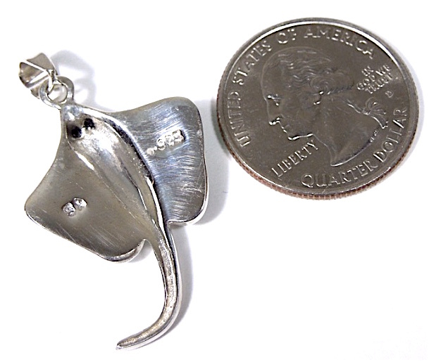 Solid 925 Sterling Silver Purple Turquoise Stingray Pendant