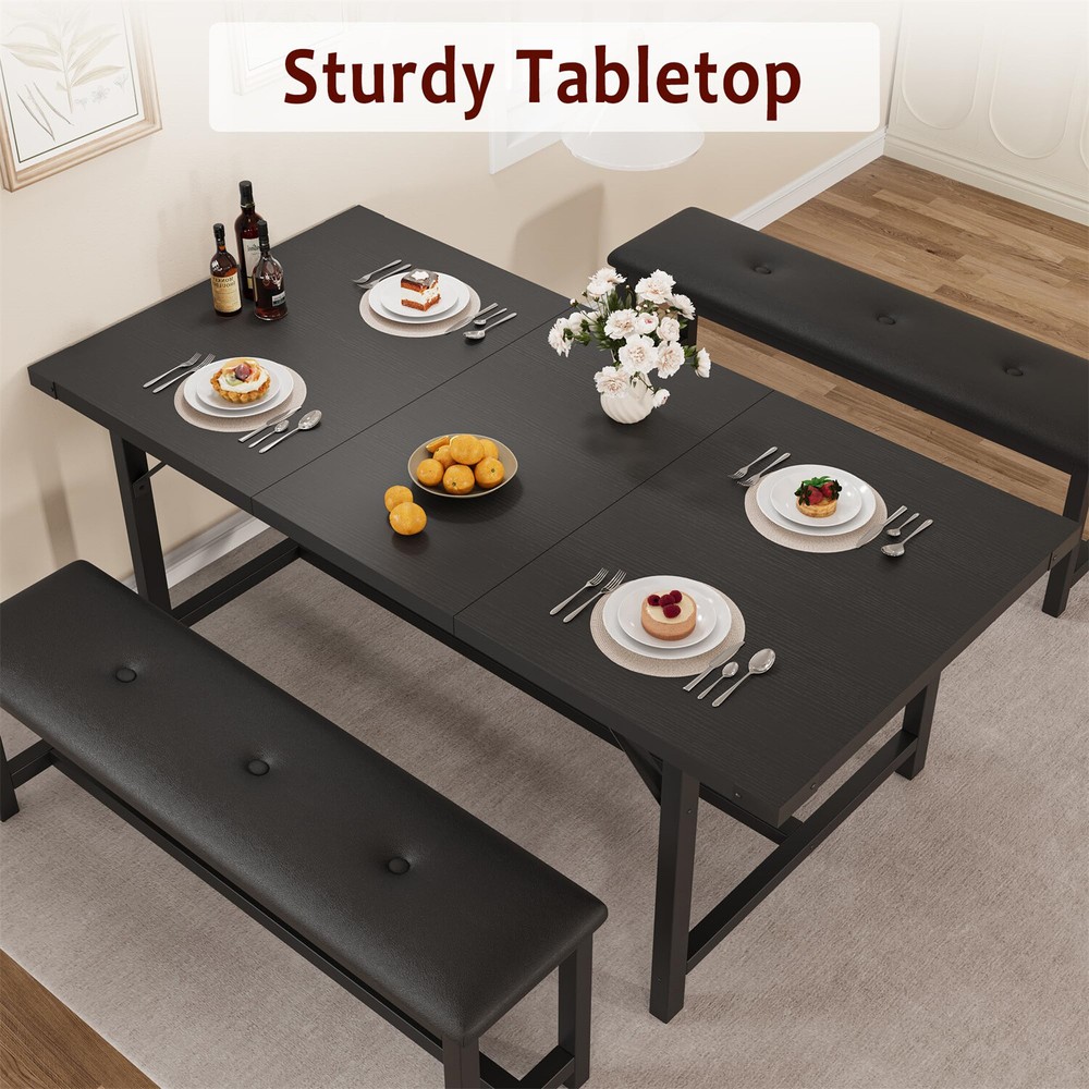 ✅3 Piece Dining Table Set for 4-6 Kitchen Table and Bench Upholstered Benches