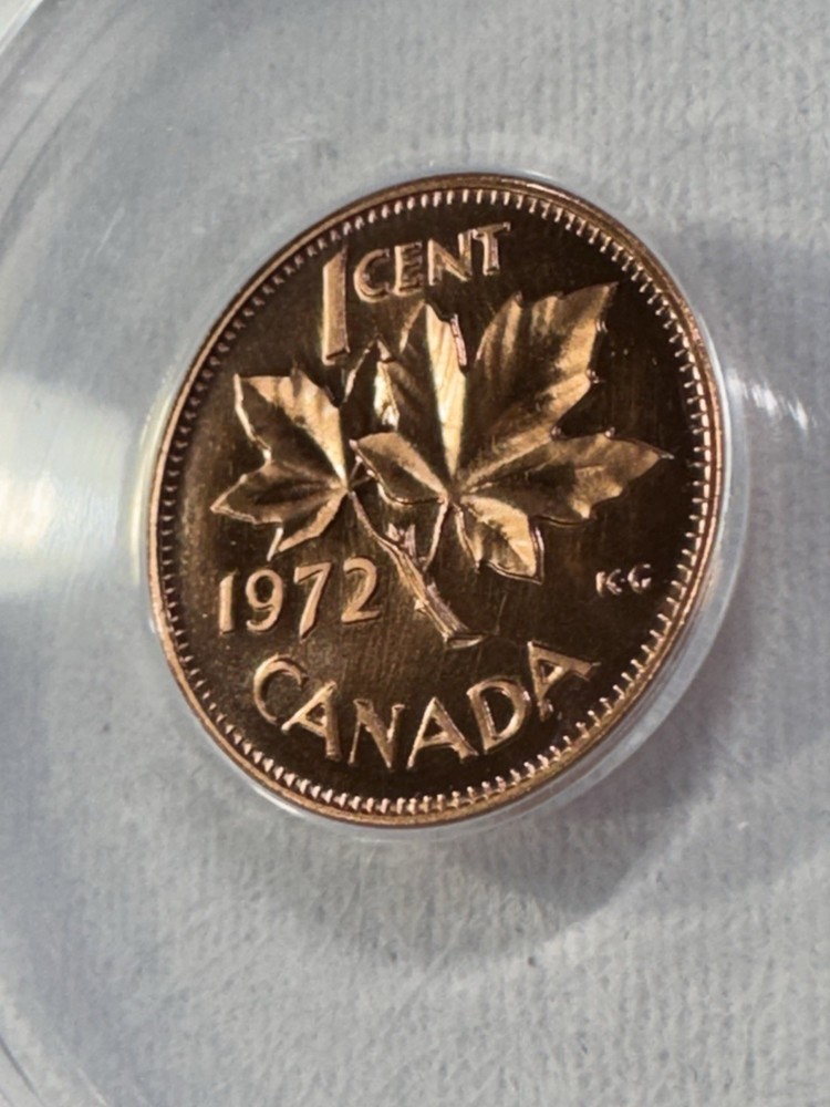 1972 Canada 1 Cent Proof Like Graded MS 66 RD by ANACS