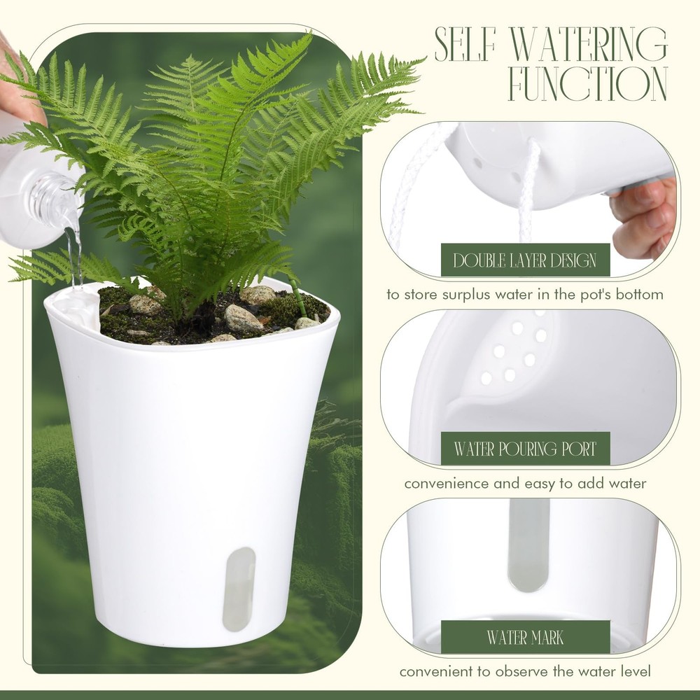 Ziliny 18 Pcs Self Watering Pots - 3 Sizes Extra small, Small, Medium, White