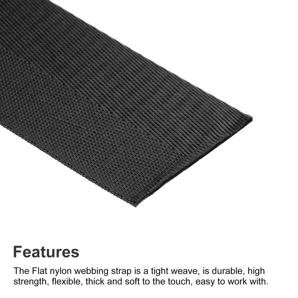 Flat Nylon Webbing Strap 2 Inch 50 Yards Black for Backpack
