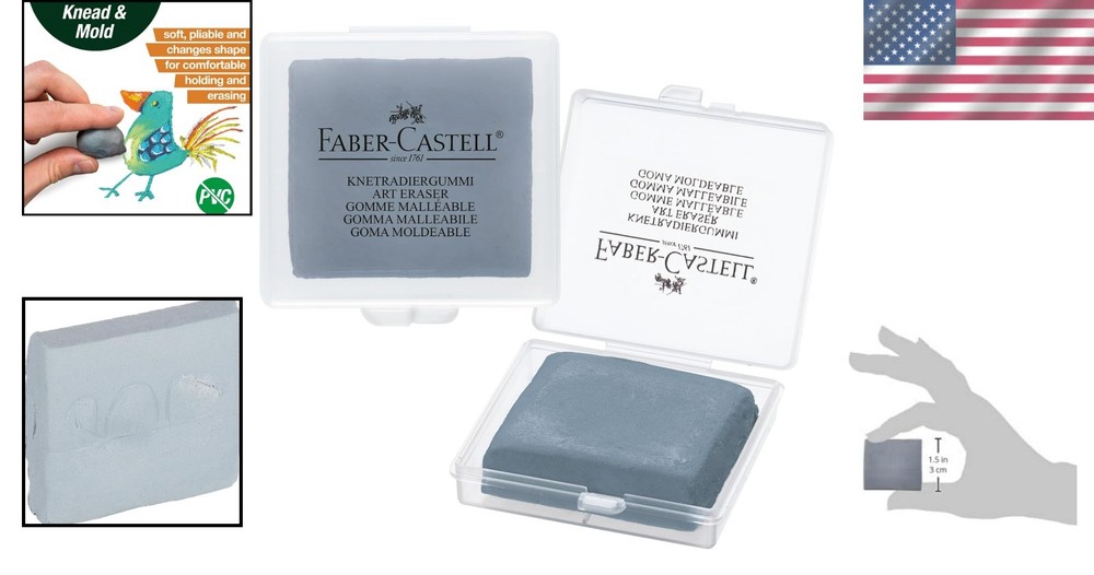 Versatile Kneadable Eraser for Artists - Grey, Includes Storage Case